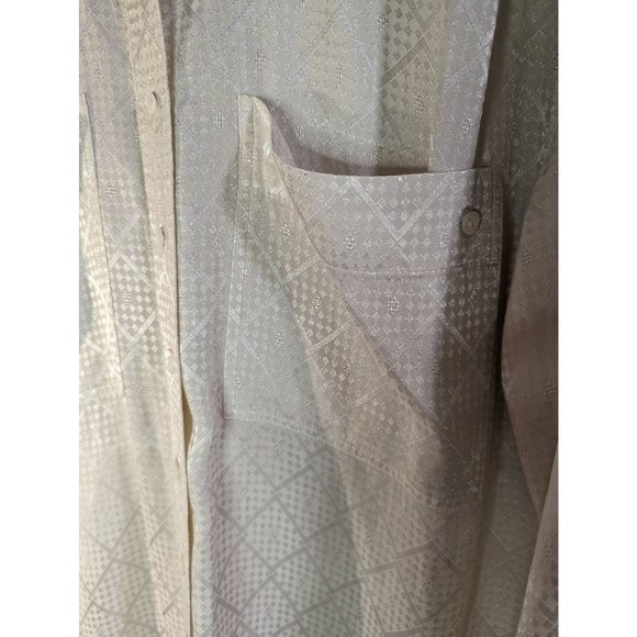 Vintage Liz Claiborne Satin Checkerboard print buttoned down shirt Sz 4 - Picture 2 of 10